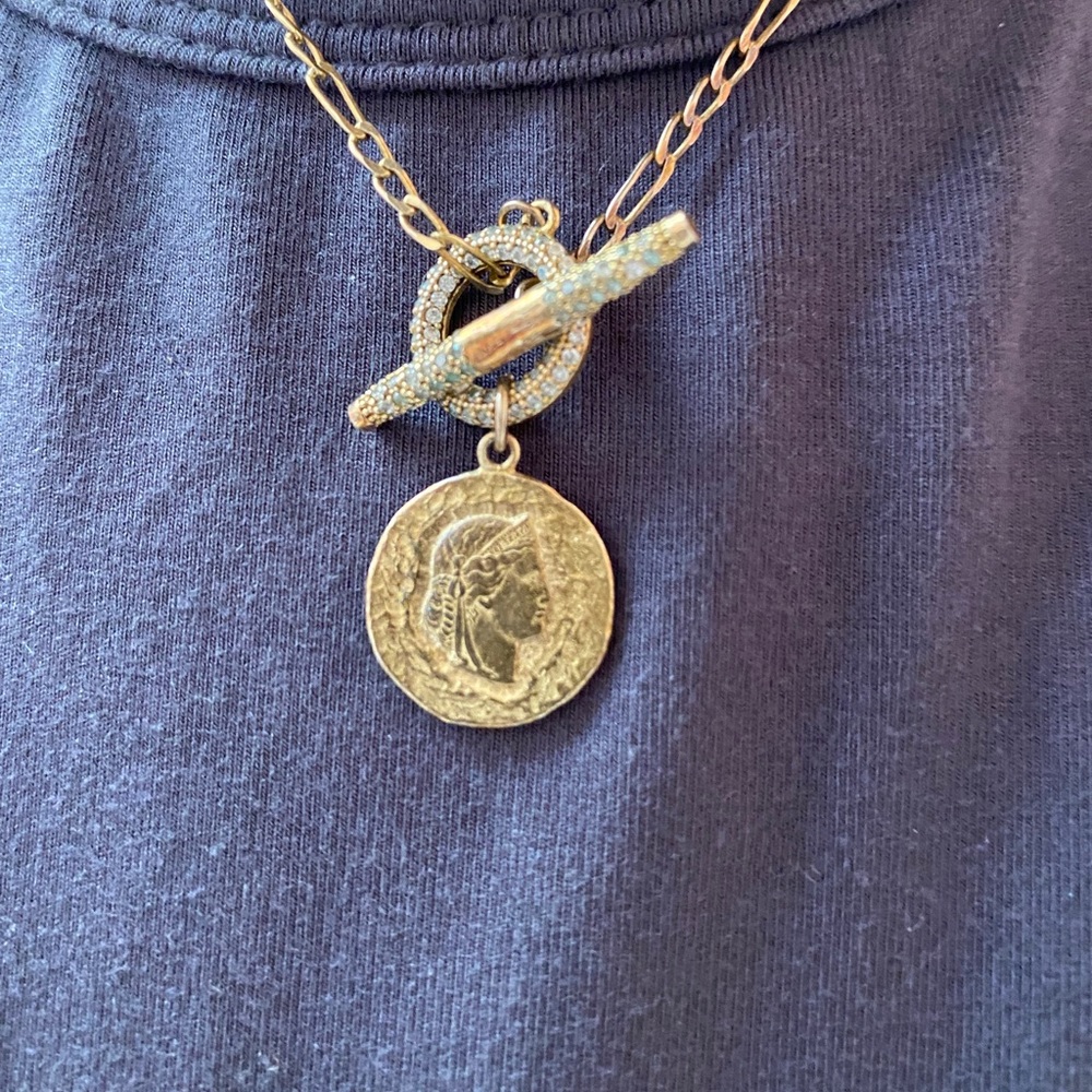 Adina Eden CZ Coin Toggle Choker - Gold